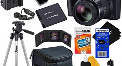 Canon Powershot SX410 IS 20 MP Digital Camera with 40x Optical Zoom and 720p HD Video (Black) + NB-11L Battery & AC/DC Battery Charger + 9pc Bundle 32GB Accessory Kit W/ HeroFiber Cleaning Cloth