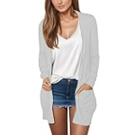 log in generic big deals 2024 big deals day cardigan sweaters for women, womens open front cardigan with pocket, solid color long sleeve loose comfy kimono tops, women work shirts,Grey XXL