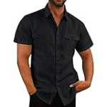 Deal of The Day Prime Today Clearance Amazon Deals Clearance Today Men’s Cotton Linen Shirt Long Sleeve Casual Button Down Summer Beach Plain T Shirts with PocketsTodays Daily Deals Clearance Prime