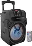 Pyle 400W Portable Bluetooth PA Loudspeaker – 8” Subwoofer System, 4 Ohm/55-20kHz, USB/MP3/FM Radio/ ¼ Mic Inputs, Multi-Color LED Lights, Built-in Rechargeable Battery w/ Remote Control -PPHP844B