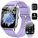 Smart Watch(Answer/Make Call), 1.85″ Smartwatch for Women IP68 Waterproof, 100+ Sport Modes, Fitness Activity Tracker Heart Rate Sleep Monitor Pedometer, Smart Watches for Android iOS, Lavender Purple