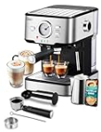 Gevi Espresso Machine, Espresso Maker with Milk Frother Steam Wand, Compact Espresso Super Automatic Espresso Machines for home with 34oz Removable Water Tank for Cappuccino, Latte