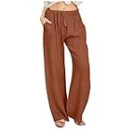 Lightning Deals of Today Prime by Hour mis pedidos recientes Cheapest Thing on Amazon Wide Leg Linen Pants for Women Casual Loose Fitting Pants Drawstring Palzzo Pants Summer Outfits for Women 2024