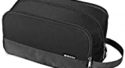 Toiletry Bag Small Nylon Dopp Kit Lightweight Shaving Bag for Men and Women (Black)
