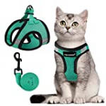 Cat Harness and Leash Set for Walking Escape Proof, Kitten Harness and Leash Adjustable, Small Large Cat Walking Harness and Leash, Lightweight Soft Vest Harness and Leash(Medium, Green)