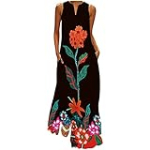Generic Deals of The Day Lightning Deals Today Prime Amazon Warehouse Sale Summer Dresses for Women 2024 Vacation Trendy Dresses Floral Printed V-Neck Long Dresses Casual Loose Fit Dresses, Large