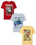 The Childrens Place Boys’ School Days Short Sleeve Graphic T-Shirts,Multipacks, Tiger/Shark/Lizard 3-Pack, Large