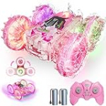 BFUNTOYS Amphibious Remote Control Car for Water or Land Play, RC Car for Kids Girls with LED Lights 4WD Stunt Car Pink Pool Toys with 70/36Minutes Play 2Batteries,360°Rotation,180°Flip,2.4GHz Remote