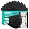 Assacalynn Disposable Mask 4 Layer 2022 Black Mask with White Inside, Breathable Single Use Dust Mask with Wider Soft Earloops for Adult Men Women Box 50 Pack