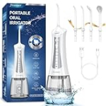 Water Flosser for Teeth Cordless, 300ML Powerful Water Teeth Cleaner Pick Rechargeable Oral Irrigator, 5 Modes Water Dental Flosser Teeth Pick for Teeth Cleaning,Home Use Travel Friendly (White)