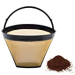 Reusable Coffee Filters 8-12 Cup Cone Coffee Filters Permanent Replacement Basket Filter Stainless Steel Mesh Coffee Filter Fit for Coffee Machine and Brewer, Gold