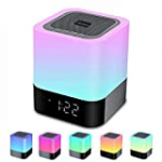 Alarm Clock Bluetooth Speaker Night Light Bluetooth Speaker,Touch Sensor Bedside Lamp,Dimmable Warm Light & Color Changing RGB LED Table Lamp MP3 Music Player for Kids,Bedroom,Camping (Newest Version)