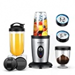 Acezoe 850W Smoothie Blender for Shakes and Smoothies, 5 in 1 Personal Blender, One-button Start, with 6-leaf Stainless Steel Blade & 2x500ml Portable Bottle & 300ml Grinding Cup, for Juice, Smoothie