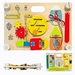 Smartwo Double-Sided Busy Board, 20+ Montessori Activities Wooden Sensory Toy for Preschool Educational Learning, Train Kid’s Fine Motor, Concentration, and Life Skill Abilities