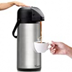 Airpot Coffee Dispenser with Pump – Insulated Stainless Steel Coffee Carafe (102 oz) – Thermal Beverage Dispenser – Thermos Urn for Hot/Cold Water, Party Chocolate Drinks