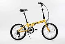 ZiZZO Campo 20 inch Folding Bike with 7-Speed, Adjustable Stem, Light Weight Frame (Yellow)