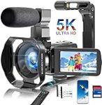 DINGETU Camcorder Video Camera 5K Ultra 64MP WiFi Camcorder 18X Digital Zoom with IR Night Version Vlogging Camera 3.0″ LCD Touch Screen with Microphone, Lens Hood, 32 GB SD Card and Remote Control