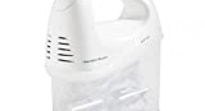 Hamilton Beach 6-Speed Electric Hand Mixer with Snap-On Storage Case, Wire Beaters, Whisk and Bowl Rest, 250W, White (62682RZ)