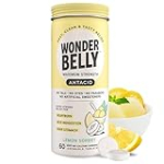 Wonderbelly Antacid, Effective Heartburn and Instant Acid Indigestion Relief, Extra Strength Chewable Tablets, 1000 mg Calcium Carbonate, No Talc or Dye, Lemon Sorbet, 60 Count
