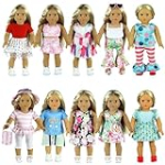 ReeRaa 20 pcs 18 inch Doll Clothes and Accessories for American 18 inch Girl Doll Clothes Gift Including 10 Complete Sets of Clothing