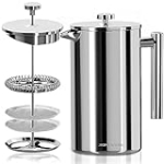 Utopia Kitchen Stainless Steel French Press Coffee Maker 34 Oz, French Press Tea Maker, Camping French Press Coffee Maker, Cold Brew Portable French Press, Travel Coffee Presses, Tea Press Gifts
