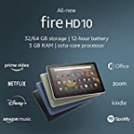 Fire HD 10 tablet, 10.1″, 1080p Full HD, 32 GB, latest model (2021 release), Olive