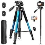 Victiv 72 inch Camera Tripod, Tall Tripod for Camera Cell Phone, Heavy Duty Camera Tripod Stand, Professional Aluminum Monopod, Compatible with Canon Nikon Sony DSLR Cameras – Blue