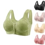 Deal of The Day Prime 2024 Today Sports Bras for Women Button Up Front Lightning Deals of Today Wirefree Comfortable Front Button Closeure Full Coverage Breathable Sleep Bra Underwear Green