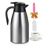 Thermal Coffee Carafe for Keeping Hot, 70OZ Stainless Steel Thermal Insulated Carafes, WELLCHE Double Walled Large Insulated Vacuum Flask, 12 Hour Heat Retention, 2 Liter Tea, Water, Coffee