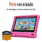 Fire HD 8 Kids tablet, 8″ HD display, ages 3-7, 32 GB, includes a 1-year subscription to Amazon Kids+ content, Pink Kid-Proof Case, (2020 release)