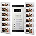 AMOCAM 12 Units Apartment Intercom Wired 7 Inch Monitor Video Intercom Doorbell Door Phone Audio Visual Intercom Entry Access System