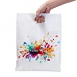 Thank You Bags for Business with Handles 12×15 (100 Count, White) – Plastic Shopping Retail Bags for T Shirt, Boutique and Merchandise Bags