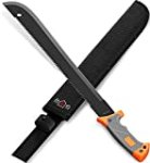 18,5 Inch Serrated Blade Machete with Nylon Sheath – Saw Blade Machetes with Non-Slip Rubber Handle – Best Brush Clearing Tool – Comes with Survival E Book Grand Way 13153