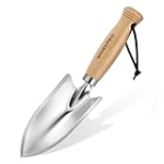 WORKPRO 11″ Garden Hand Trowel, Heavy Duty Polished Stainless Steel Garden Shovels with Wood Handle, Small Gardening Hand Tools for Digging, Planting, Measure, Transplanting