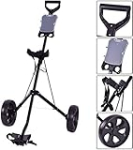 Nightcore Golf Push Cart, Folding Push Pull Golf Cart Trolley w/ 2 Wheels for Golf Club Bag, Collapsible Golf Push Cart w/Foot Brake