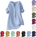 Todays Daily Deals Liquidation Pallets Pending Orders to Be Delivered Women Linen Shirt Button Down Shirts for Women Linen Linen Blouse for Women Summer Cotton Tops for Women 2024 Sky Blue