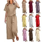 YAFINMO Lightning Deals Of Today Prime My Orders Placed Recently By Me Linen Set For Women Linen Button Down Shirt Women Plus Size Lounge Set Womens Linen Set Velour Tracksuit