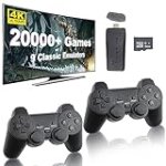 Wireless Retro Game Console, Retro Game Stick with Built-in 9 Emulators, 20,400+ Games, 4k Hdmi Output, and 2.4GHz Wireless Controller, Plug and Retro Play Video Games for Tv (64 G)