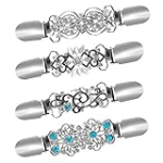 Ruisita 4 Pieces Retro Cardigan Clip Sweater Collar Clip Shawl Clips Dresses Shawl Clip for Women Girls (Color 2)