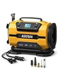 AstroAI Tire Inflator Portable Air Compressor Pump 150PSI 12V DC/110V AC with Dual Metal Motors &LED Light， Automotive Car Accessories&Two mode for car, bicycle tires and air mattresses, Yellow