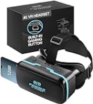 3D VR Headset for iPhone & Android Phones – with Links to 3D VR Videos | Virtual Reality Goggles Set for Beginners | Wearable VR Set for Kids & Adults – Blue