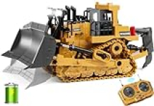 9-Channel Metal RC Bulldozer – Realistic Remote Control Kids Construction Play Toys with Lights and Sound, Track Type Tractor Toys for 3+ Boys, Perfect 2024 Kids Birthday Gift for Ages 3-12+