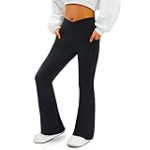 COPYLEAF Women’s Flare Yoga Pants with Pockets-V Crossover High Waisted Bootcut Yoga Leggings-Flare Bell Bottom Workout Gym Leggings Black