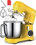 Mini Angel Electric Stand Mixer, 5.5 Quarts, Dough Hook, Flat Beater, Wire Whisk Attachments, 10+P Speeds with Splash Guard, Yellow with DIY STICKERS