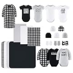 The Peanutshell Newborn Clothes & Accessories Gift Set, Fits Newborn to 3 Months, Black Plaid