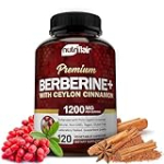 NutriFlair Premium Berberine HCL 1200mg, 120 Capsules – Plus Pure True Ceylon Cinnamon, Berberine HCI Root Supplements Pills – Immune System, Healthy Weight Management