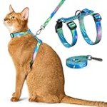 Cat Harness and Leash Set – Escape Proof Adjustable Cat Harness, Comfortable Soft Lightweight, Use Safe & Easy, Walking Travel Kitten Harness for Small Medium Large Cats (Hawaii Green)