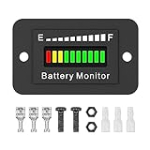 12V 24V 36V 48V 60V 72V Battery Monitor Meter, Waterproof LED Battery Capacity Voltage Indicator Acid&Lithium Battery Gauge Meter for Golf Cart EZGO Club CAR and Most Cars