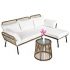 Patio Furniture Set, 4 Pieces Porch Backyard Garden Outdoor Furniture Rattan Chairs and Table Wicker Conversation Set with Beige Cushions