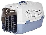 Amazon Basics – 2-Door Top-Load Hard-Sided Dogs, Cats Pet Travel Carrier, Gray & Blue, 22.8″L x 15.0″W x 13.0″H